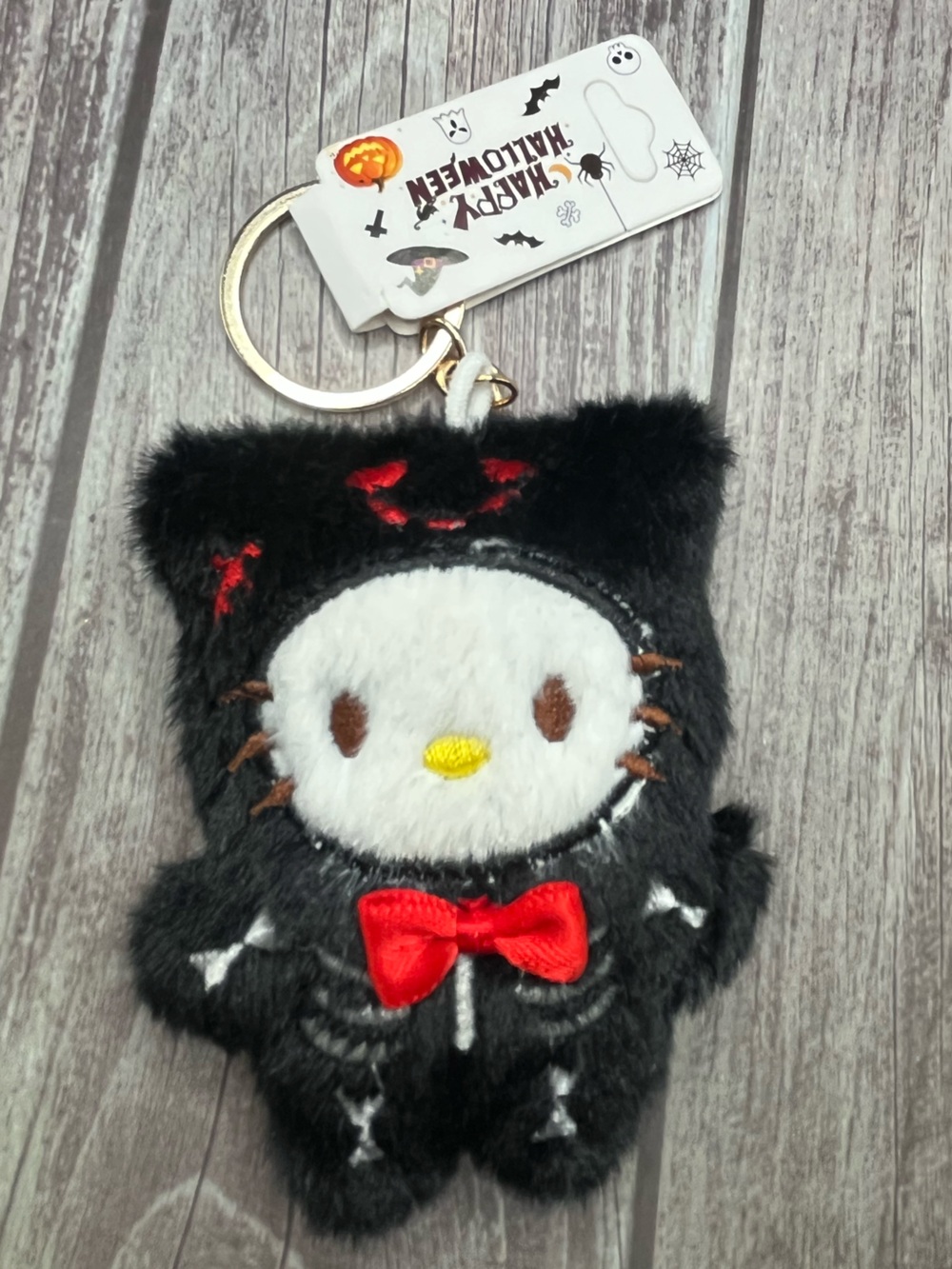 NWT Hello Kitty Halloween Skeleton Plush Keychain / Bag Charm Kawaii Cute Spooky